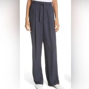 Vince Women's Front Tie Pull On Trouser Pants Wide Leg Navy Size XS Workwear